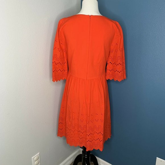 Madewell Red Eyelet Lattice Dress Size 0 Embroider - Picture 8 of 11
